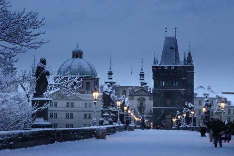 Prague sous la neige